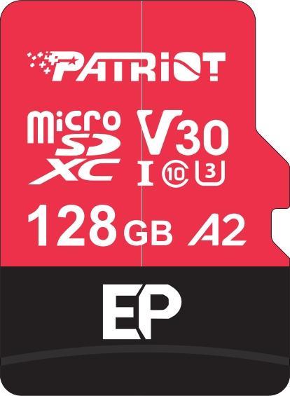 Actual product image Patriot EP Pro A2 Micro SDXC 128GB 90/80 MB/s V30 U3 Class10 (128 GB, microSDXC, U3, UHS-I)