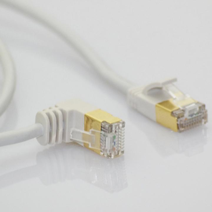 Actual product image Wantec wW patch cableCat.7 raw cable angled (90°up) SSTP gray 1.0m (S/FTP, CAT7, 1 m)