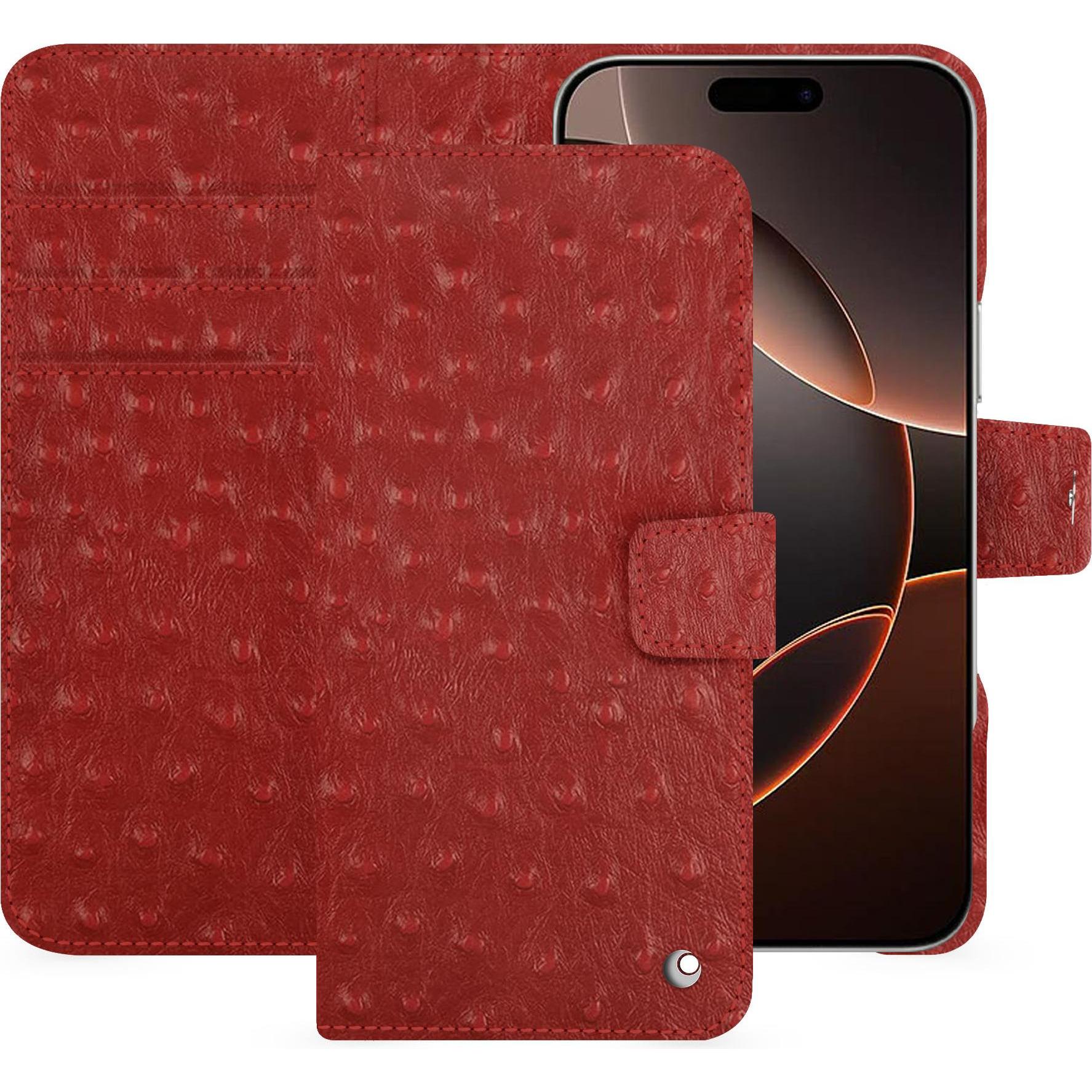 Noreve Lederschutzhülle Apple iPhone 16 Pro (Apple iPhone 16 Pro), Smartphone Hülle, Rot