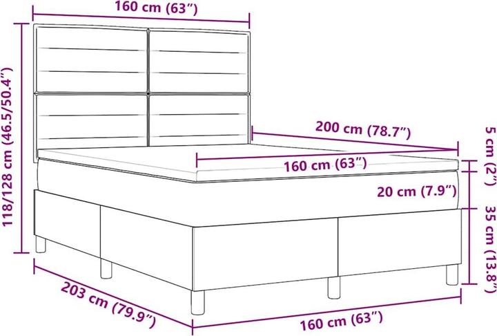 Produktbild vidaXL Boxspringbett (160 x 200 cm)