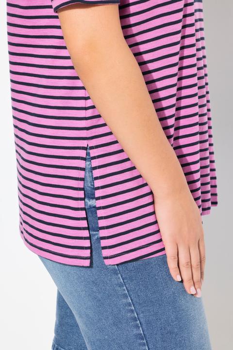 Produktbild Ulla Popken Longshirt, Ringel, A-Linie, Rundhals, Halbarm (46, 48)