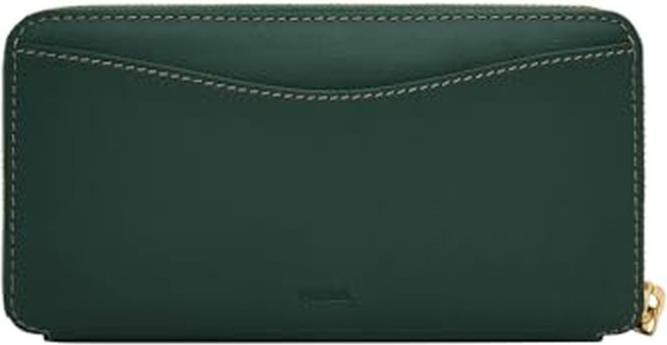 Actual product image Fossil Smooth Leather Zip Continental Wallet with Removable Wrist Strap