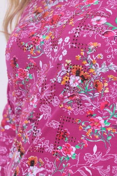 Image du produit Miamoda T-shirt long, motif minimaliste, message avec lettres en petits strass scintillants (52)