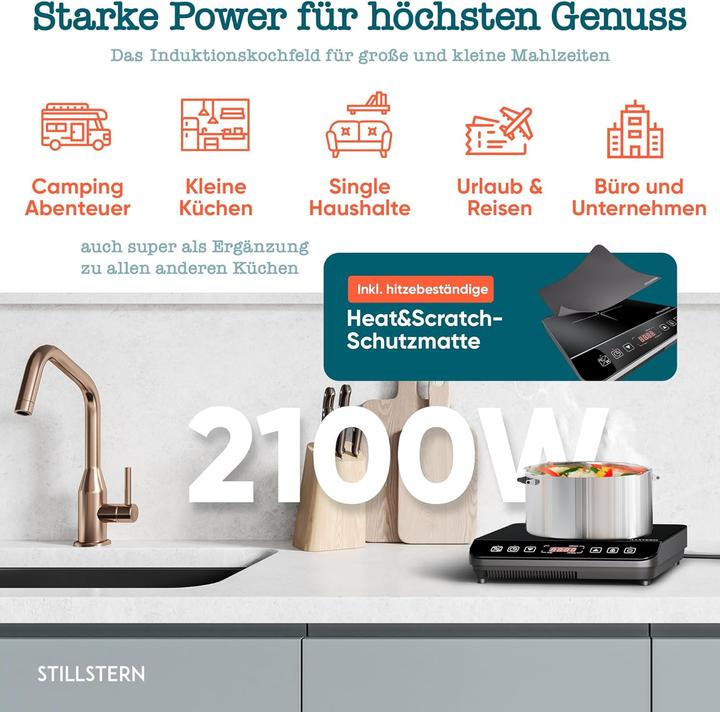 Produktbild Stillstern Induktionskochplatte mit Timer und Booster-Modus