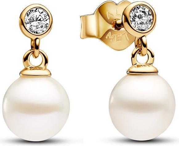 Immagine prodotto Pandora Orecchini con perle d'acqua dolce trattate e pietre a goccia placcati in oro (Metallo, Dorato)