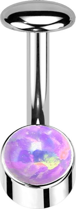 Actual product image Star Piercing Threadless Labret-Stab Banane silber Zylinder silber Opal violett (without brass, Titanium)