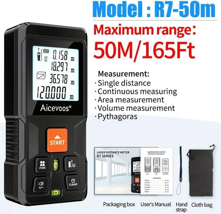 Immagine prodotto Cbx Telemetro laser intelligente da 50 m, mini telemetro digitale (50 m)