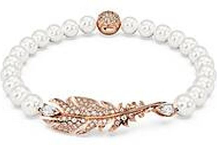 Swarovski Nice Armband Feder Weiss Roségold (16.50 cm, Swarovski Metall)