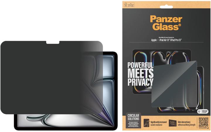 Immagine prodotto PanzerGlass Privacy Screen Protector (1 pz., Apple iPad Air 13 2024, Apple iPad Air 13 2025, Apple iPad Pro 13 2024)