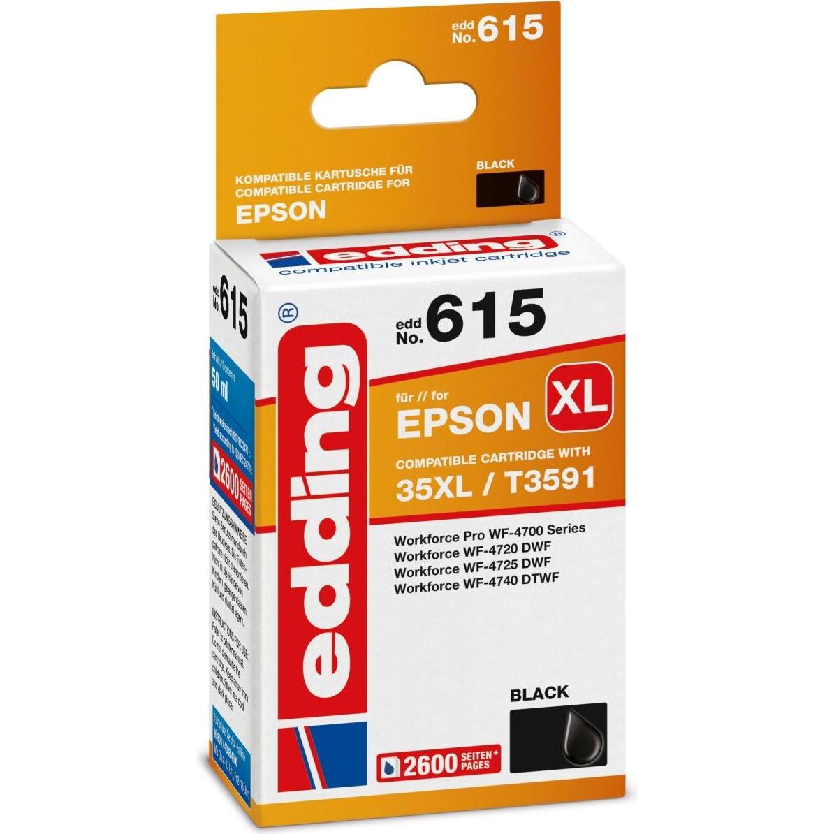 Edding, Druckerpatrone, Tintenpatrone Druckerpatrone ersetzt 35XL / T3591 Schwarz (BK)