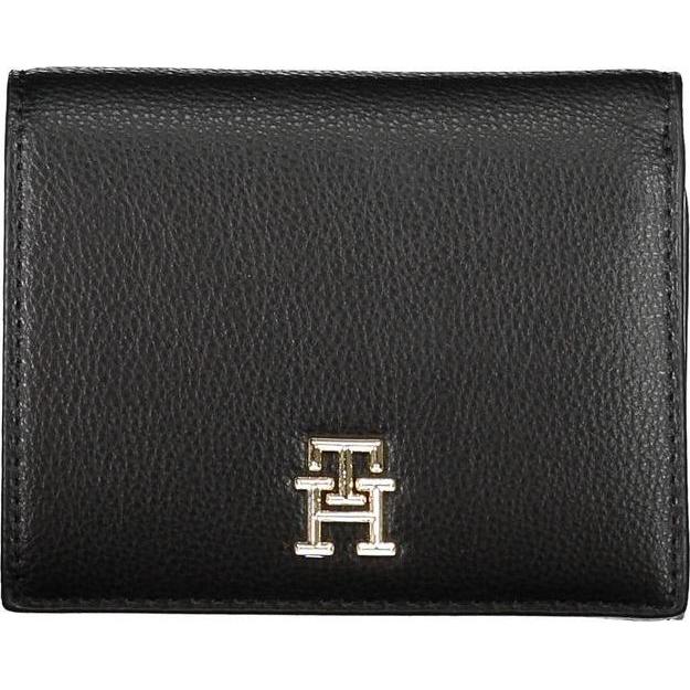 Tommy Hilfiger, Donne, Portafoglio, Black Polyurethane Women Wallet, Nero