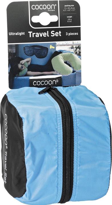 Immagine prodotto Cocoon Set da viaggio azzurro/nero (Cuscino per testa e collo)