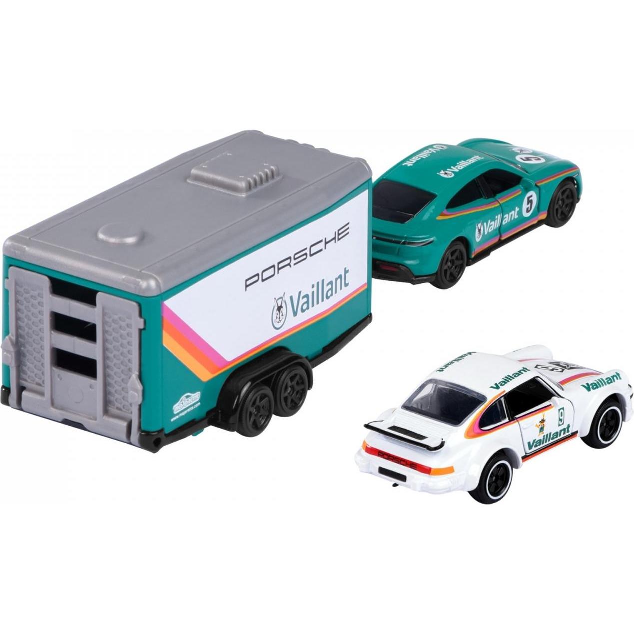 Thumbnail - Majorette Car Trailer w. Porsche Taycan + 934