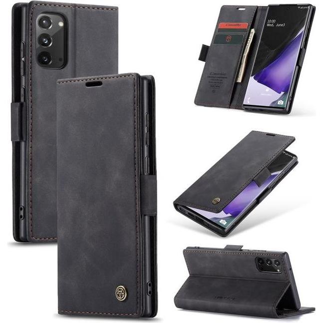 Thumbnail - Caseme Leder Flip Wallet Case Hülle (Samsung Galaxy Note 20), Smartphone Hülle, Schwarz