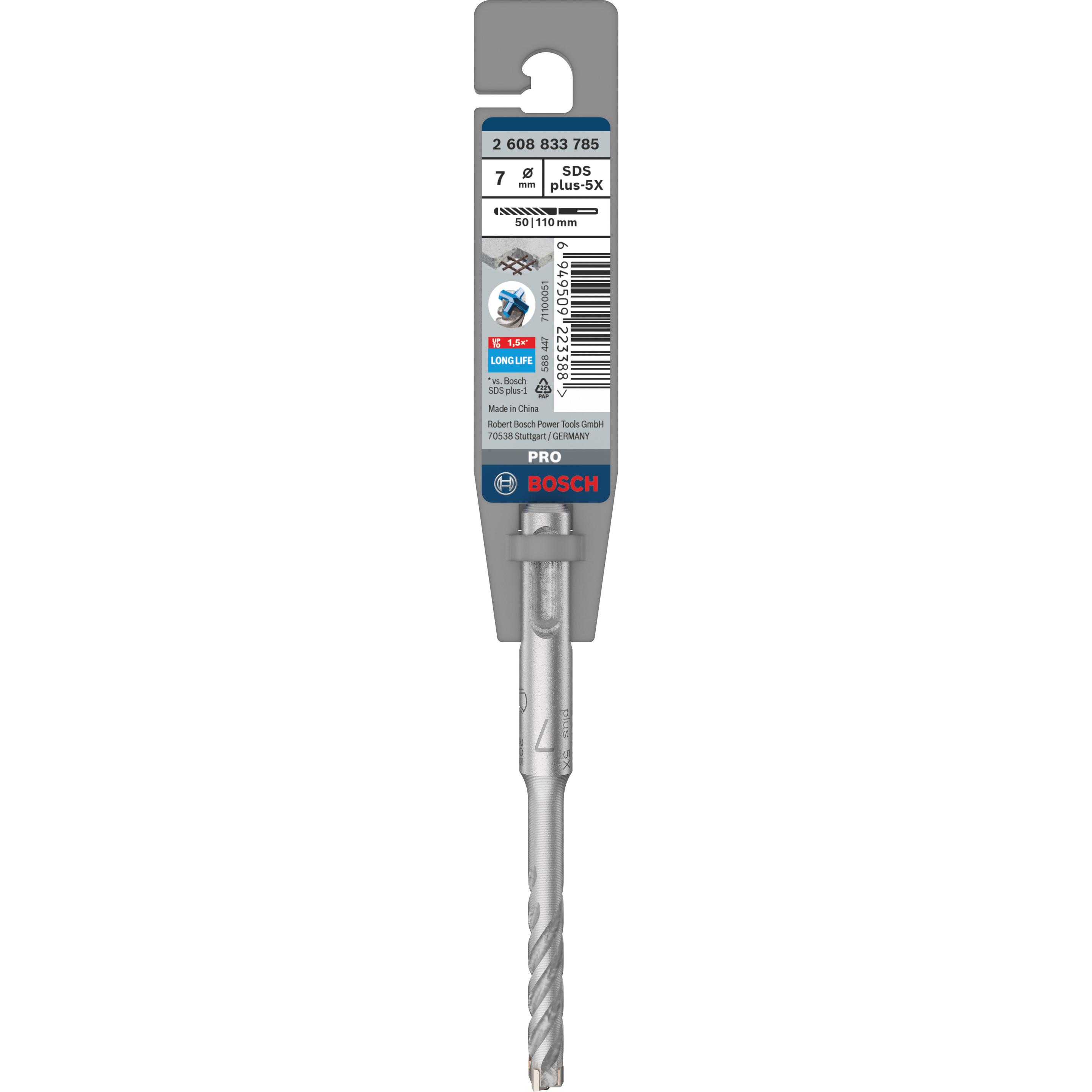 Thumbnail - Bosch Zubehör, Bohrereinsatz, PRO SDS plus-5X Hammerbohrer, 7 x 50 x 110 mm (7.0 Millimeter)