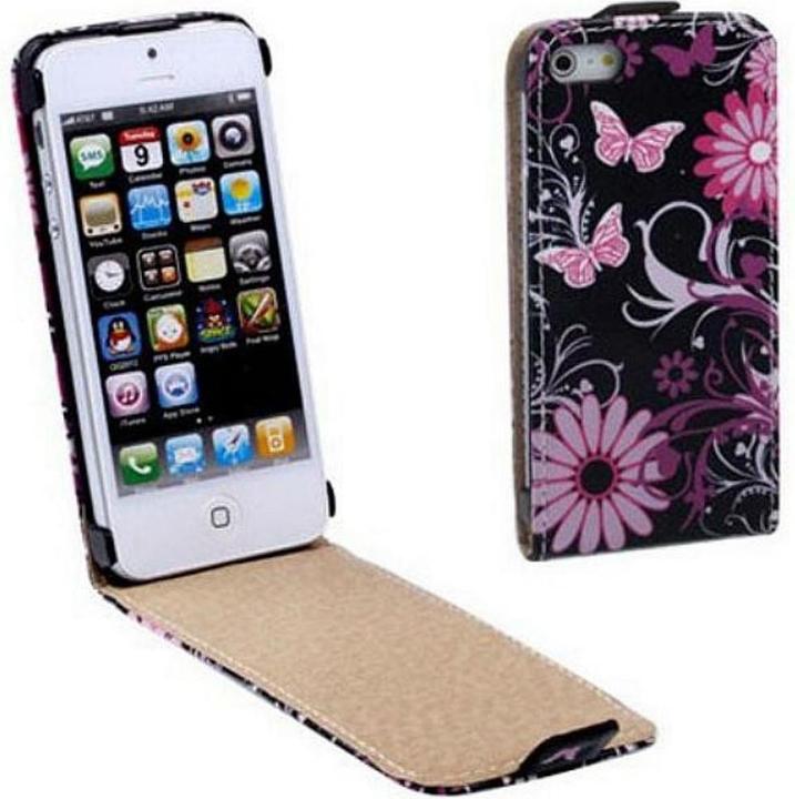 Actual product image König Design Mobile phone case flip thin for mobile iPhone 5 & 5s butterfly flowers (Apple iPhone 5, Apple iPhone 5s)