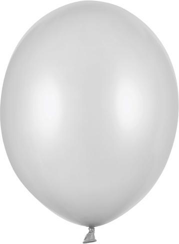 Actual product image Partydeco Strong Balloons 30cm, Metallic Silver Snow (1 pkt / 100 pc.) (100 x)