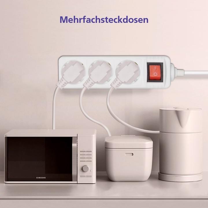 Actual product image Helos CLASSIC socket strip, 3-way, white, 3.0m, with switch (3x, 3 m)