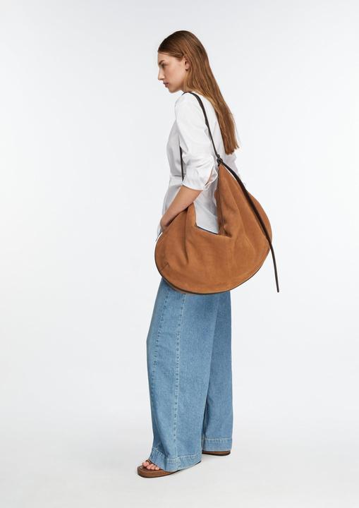 Immagine prodotto Comma XXL Statement-Hobo-Bag aus weichem Veloursleder mit Nappa-Ledergriff