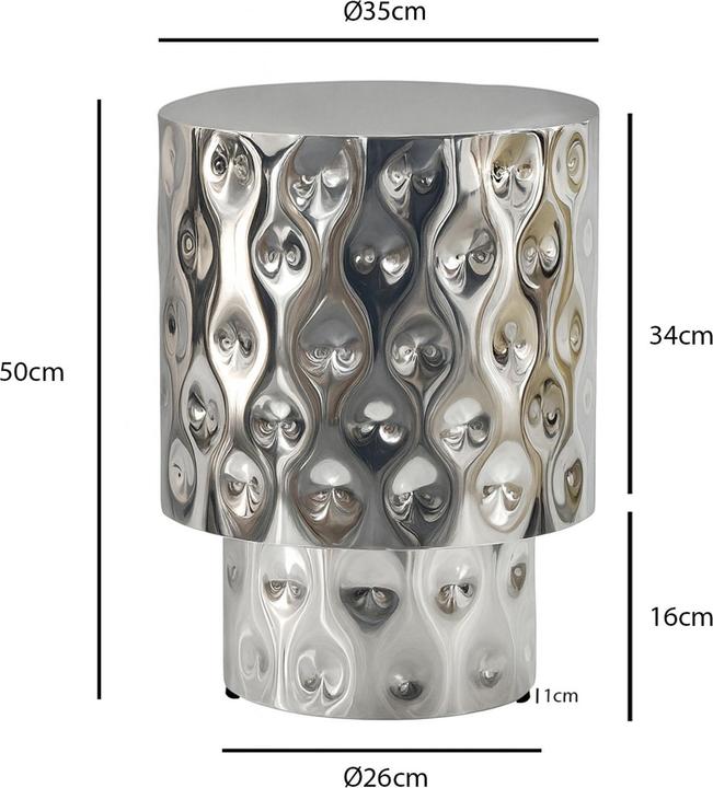 Produktbild FineBuy Beistelltisch 36cm Sofatisch Wohnzimmertisch Design Couchtisch Metall Alu Rund (36 x 36 x 50 cm)