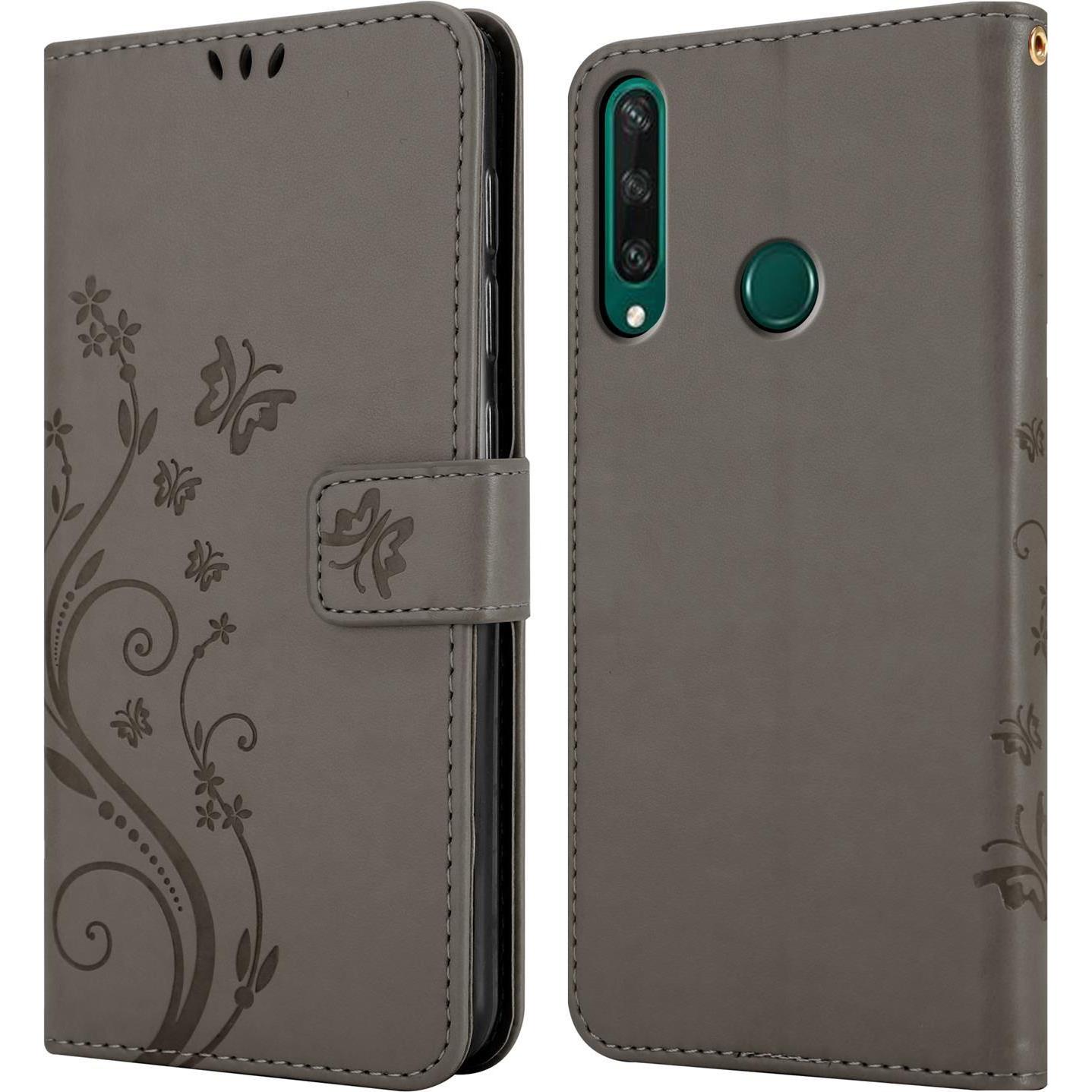 Thumbnail - Cadorabo Flower Book Cover (Huawei Y6p), Smartphone Hülle, Grau