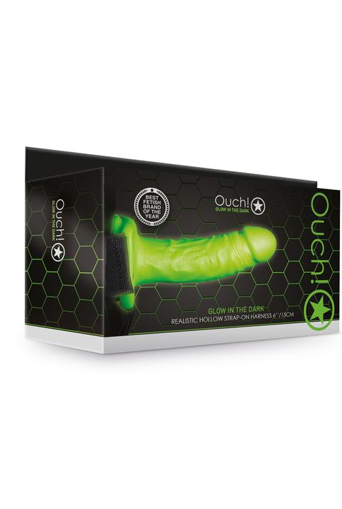 Actual product image Ouch! Realistic 7" Strap-on Harness - Glow in the Dark