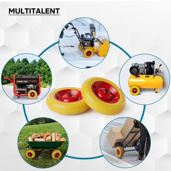 Actual product image Wiltec Puncture Proof Wheel PU for Wheelbarrow, complete, Size 3,50-8