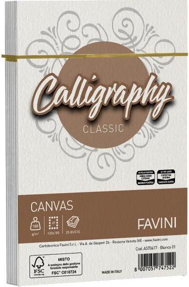Produktbild Favini Canvas Kalligraphie Umschlag Weiss 25 Stück (25x)