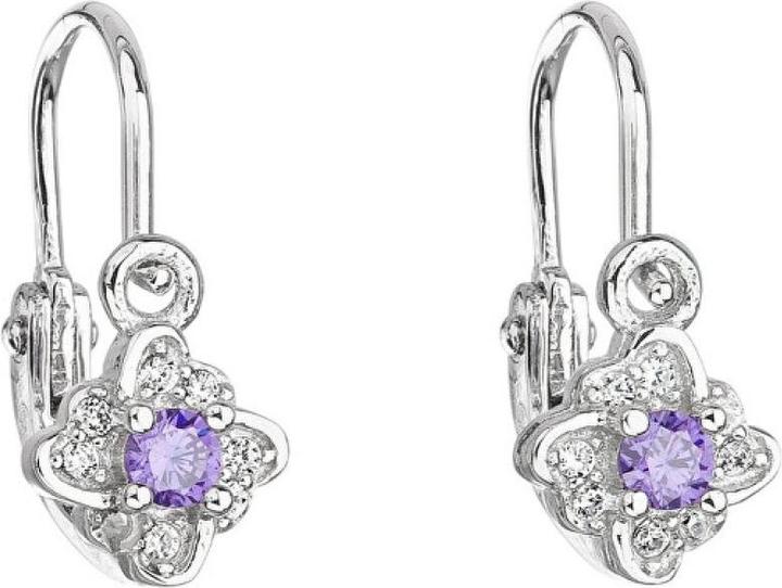 Produktbild Evolution Group Silver childrenÂ's earrings with purple zircons 11175.3 (Silber)