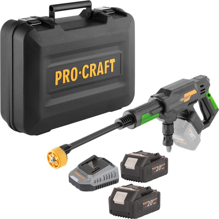 Produktbild Procraft CW20bb Akku Hochdruckreiniger 20 V 30 bar 180 l/h Brushless + 2x Akku 4,0 Ah + Ladegerät + (Akkubetrieb)