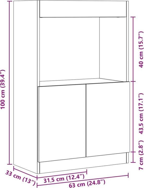 Image du produit vidaXL Highboard (63 x 33 x 140 cm)