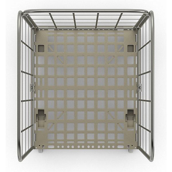 Immagine prodotto ESB Rollcontainer MODULAR, pianale in plastica con ruote, griglia su 3 lati, piano (500 kg)