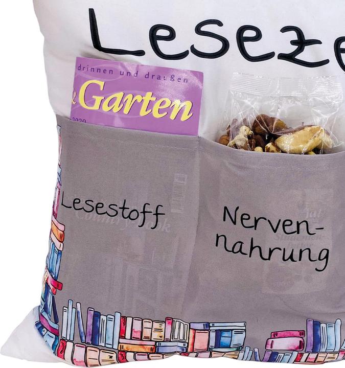 Produktbild Hergo Kissen Sofahelden aus Stoff Lesezeit 43x43 cm mit Taschen (40 x 40 cm)