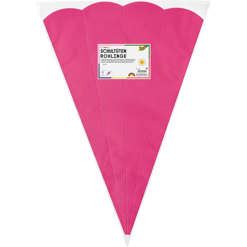 Folia, Schultüte, Schultten-Zuschnitt, 6-eckig, 680 mm, pink (68 cm)