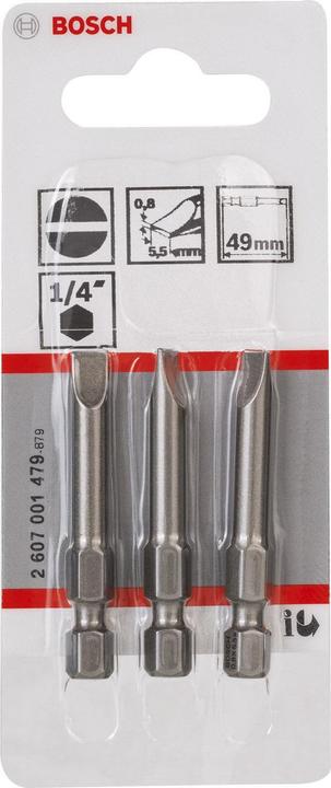 Actual product image Bosch Professional Zubehör Screwdriver bit extra-hard S 0.8 x 5.5, 49 mm, pack of 3 (Screw slot)