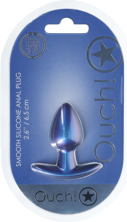 Produktbild Ouch! Glatter Silikon Anal Plug - Klein - 2,6 / 6,5 cm - Metallic Blau