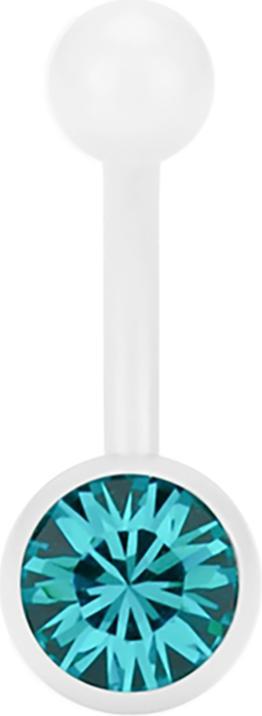 Immagine prodotto Star Piercing Banane Pure White mit Swarovski Kristallkugel türkis (senza ottone, Acciaio chirurgico 316L)