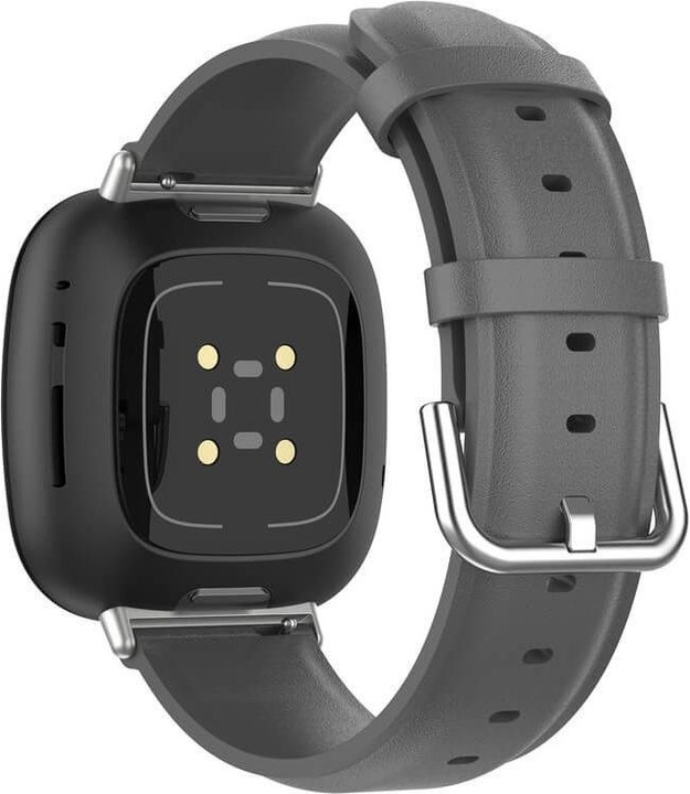 Produktbild Cover-Discount Fitbit Versa / Sense - Lederarmband grau (Kunstleder, Versa 3, Sense)