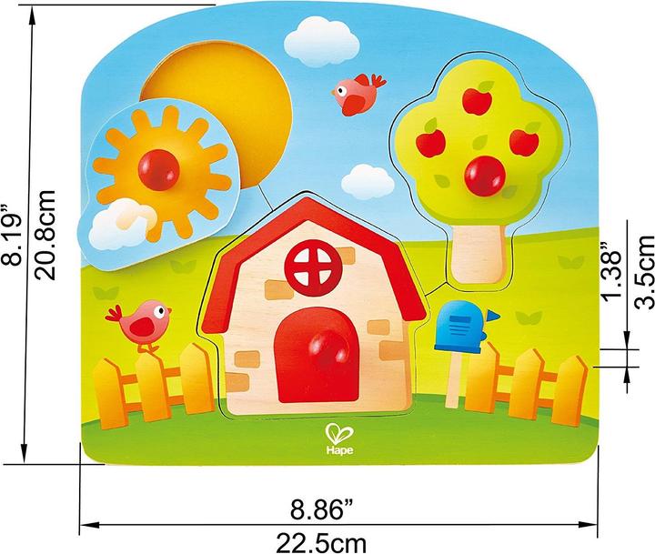 Image du produit Hape Puzzle à boutons Maison (4 pièces)