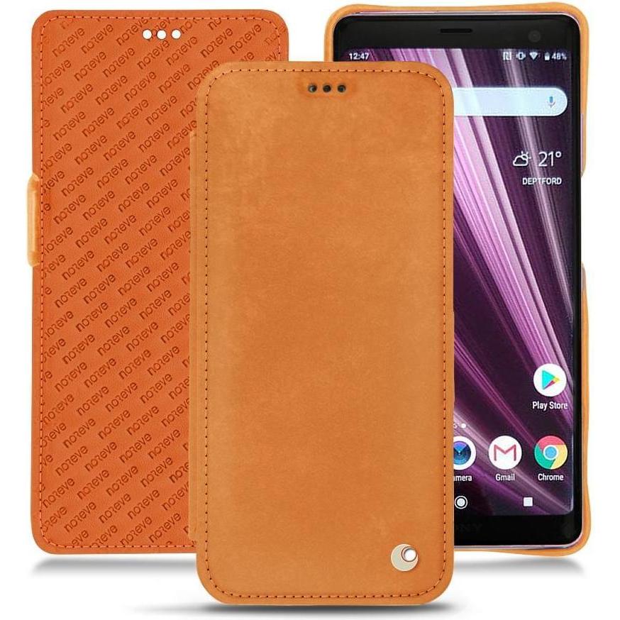 Noreve Lederschutzhülle horizontal (Sony Xperia XZ3), Smartphone Hülle, Orange