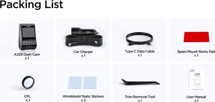 Image du produit Viofo A329 1CH 4K 60FPS WiFi, GPS (Récepteur GPS, WiFi, 4K)