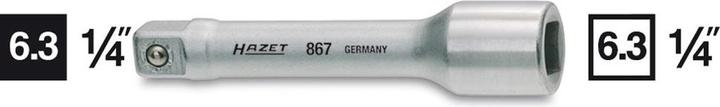 Actual product image HAZET Extension 867-2 ∙ Square, hollow 6.3 mm (1/4 inch) ∙ Square, solid 6.3 mm (1/4 inch) (1/4")