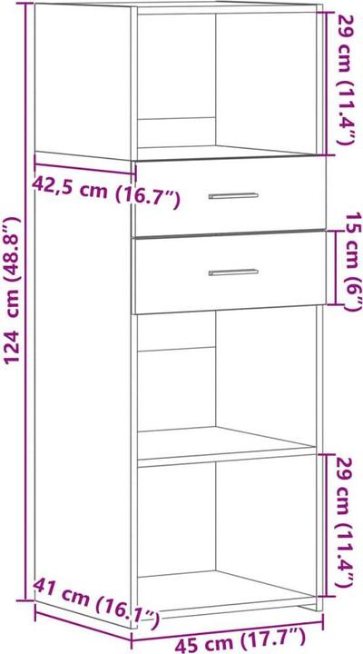 Image du produit vidaXL Highboard (45 x 42.50 x 124 cm)