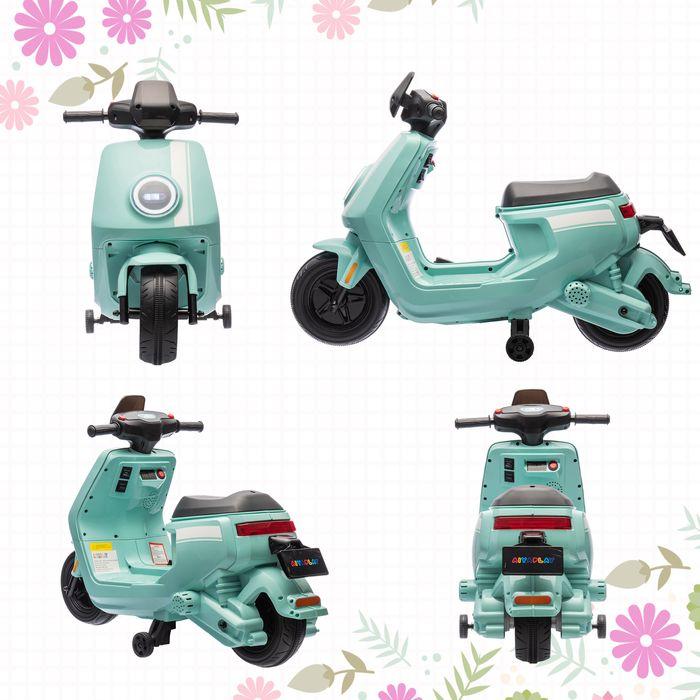 Image du produit Swisshandel24 Kinder Elektro-Motorrad, 6V Kindermotorrad mit Scheinwerfer, Musik, Grün (6 V)