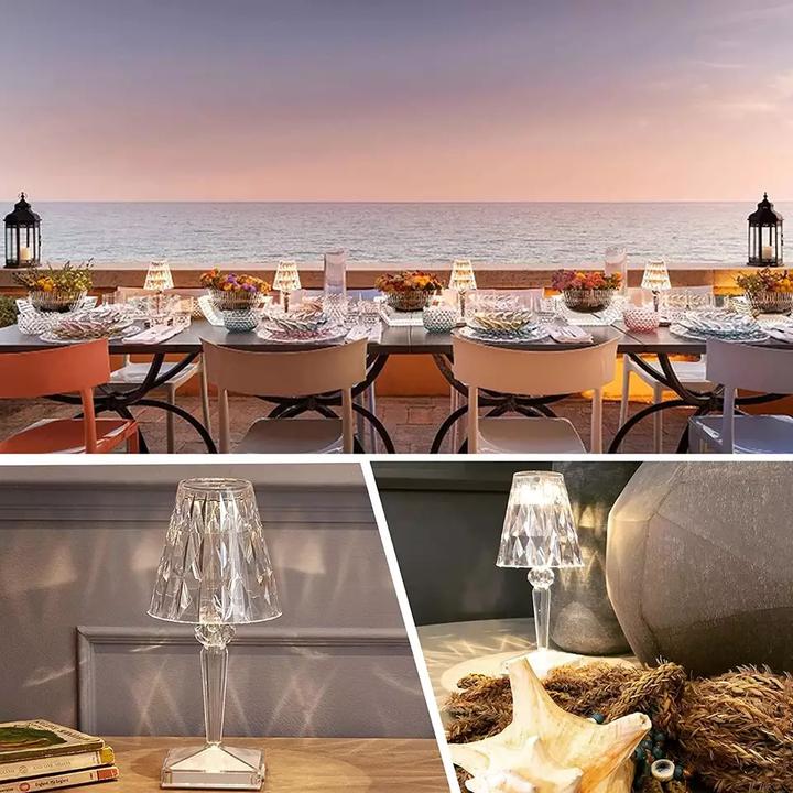 Produktbild PhoneLook Nachttischlampe Design transparent Touch-Stil Kristall Diamanten und mehrfarbige LEDs drahtlos