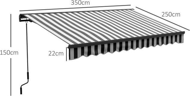 Immagine prodotto Swisshandel24 Tenda da sole per balcone, 350x250x150cm, resistente ai raggi UV30+, con telecomando, manovella (2.50 m)