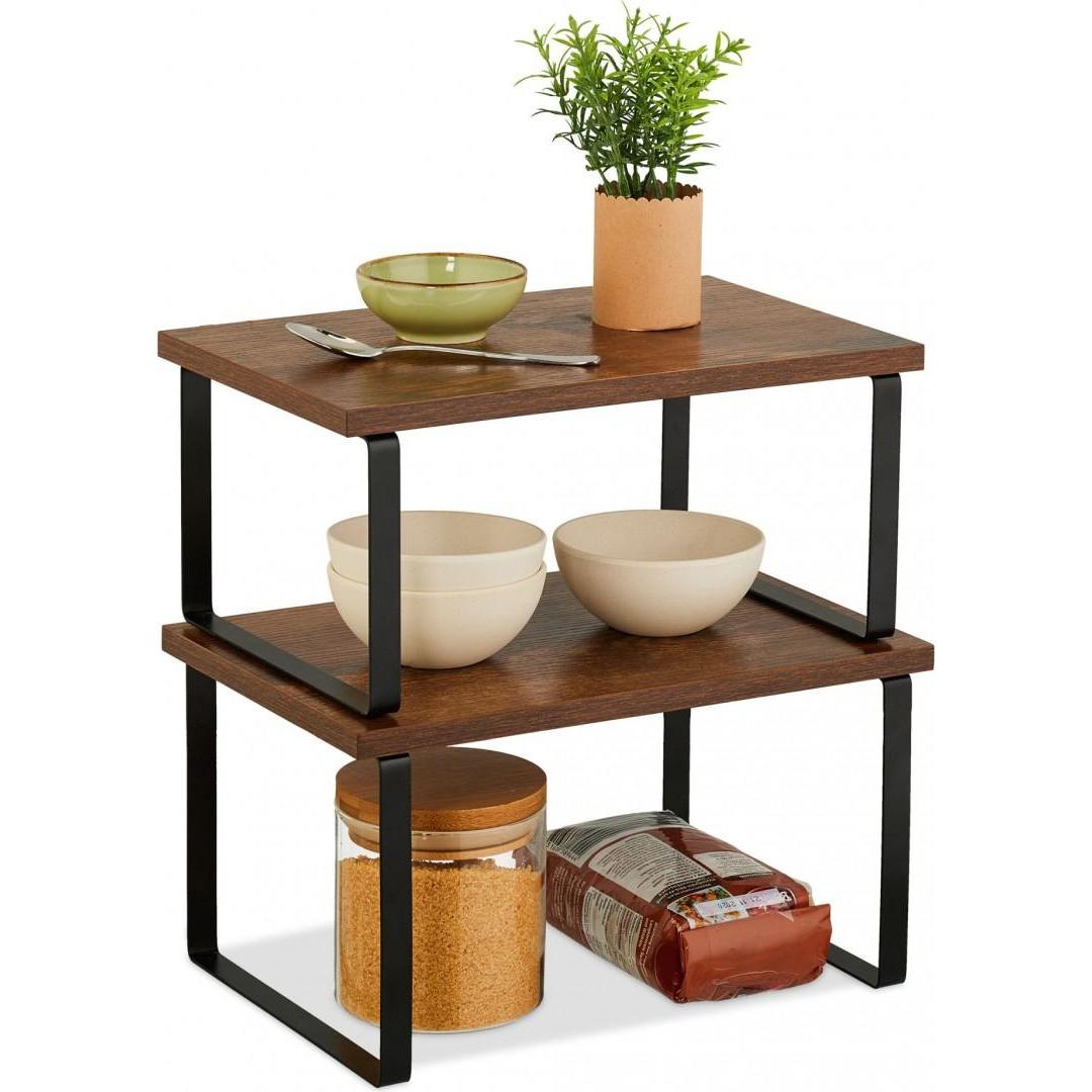 Relaxdays 2-tlg. Tischregal-Set, Küchen Organizer, Braun