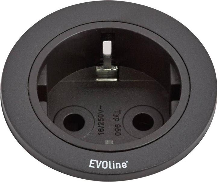 Evoline One built-in socket outlet housing / trim ring black (1 x, 3 m)