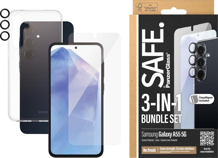 Produktbild Safe Edge to Edge Glass + Case (1 Stk., Samsung Galaxy A55)