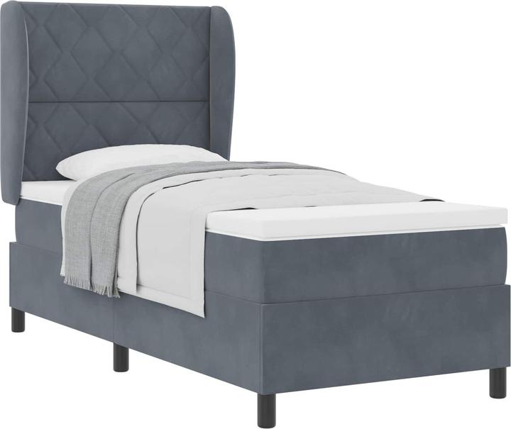 Produktbild vidaXL Boxspringbett Mit Matratze Samt Dunkelgrau